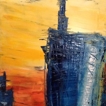 Painting titled "Torre Unicredit" by Martino Negri, Original Artwork, Oil