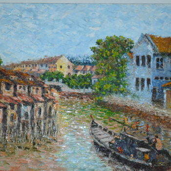 Malerei mit dem Titel "Malacca River 3, Ma…" von Martin Wood-Malacca, Original-Kunstwerk, Öl