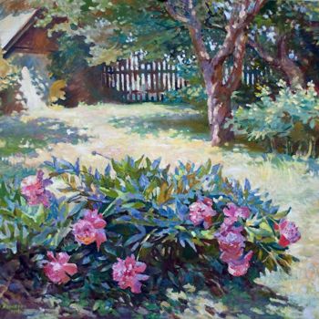 Painting titled "In the yard" by Martsenuk, Original Artwork