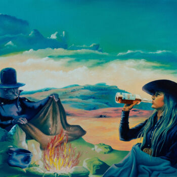 Peinture intitulée "Le nouveau western" par Marty Crouz, Œuvre d'art originale, Huile