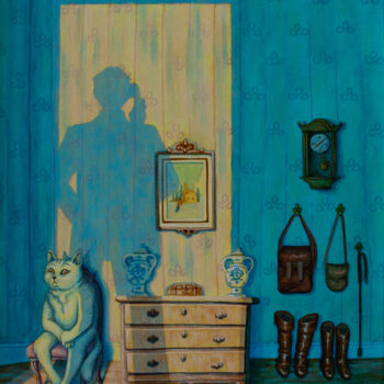 Peinture intitulée "L’entretien" par Marty Crouz, Œuvre d'art originale, Acrylique Monté sur Carton