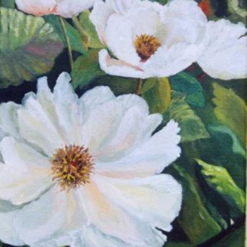 Painting titled "flores blancas" by Mª Antonia Sanchez, Original Artwork, Oil