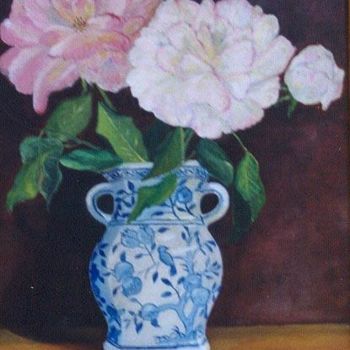 Картина под названием "Rosas" - Mª Antonia Sanchez, Подлинное произведение искусства
