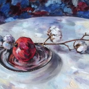 Peinture intitulée "Still life with pom…" par Maria Bel, Œuvre d'art originale, Huile