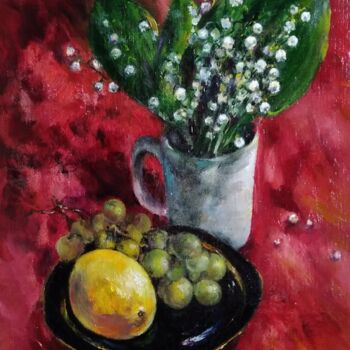 Painting titled "Lilies of the valle…" by Maria Bel, Original Artwork, Oil