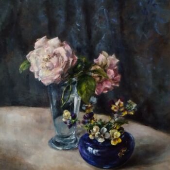 Malerei mit dem Titel "My Flowers" von Maria Bel, Original-Kunstwerk, Öl