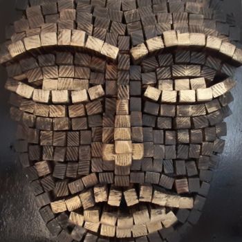 Sculpture intitulée "Face of the sun" par Marina Boiko, Œuvre d'art originale, Bois