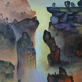 Pittura intitolato "Singing Rocks-06" da B. Maruthi, Opera d'arte originale, Acrilico