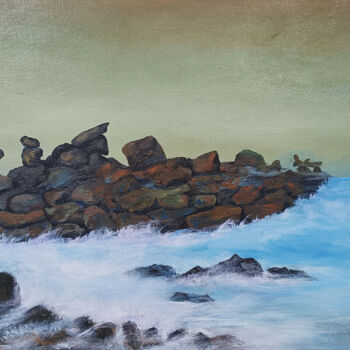 Картина под названием "Singing Rocks-07" - B. Maruthi, Подлинное произведение искусства, Акрил