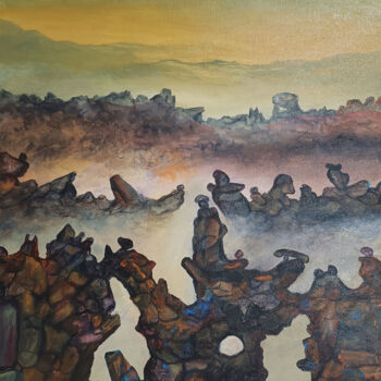 Картина под названием "Singing Rocks-08" - B. Maruthi, Подлинное произведение искусства, Акрил