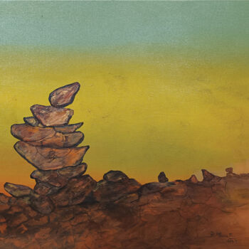 Painting titled "Singing Rocks-13" by B. Maruthi, Original Artwork, Acrylic