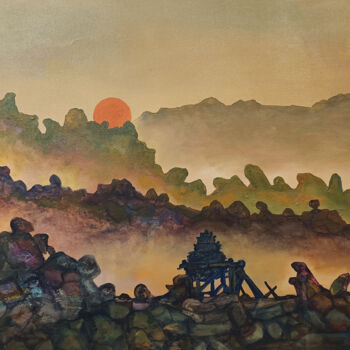 「Singing Rocks-14」というタイトルの絵画 B. Maruthiによって, オリジナルのアートワーク, アクリル