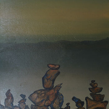 Painting titled "Singing Rocks 15" by B. Maruthi, Original Artwork, Acrylic