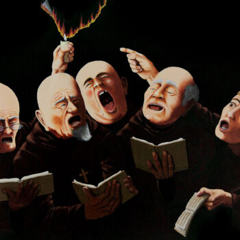 Malerei mit dem Titel "Chanting their pray…" von Marvelli, Original-Kunstwerk, Öl Auf Aluminium montiert
