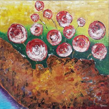 Peinture intitulée "Flowerbomb" par Marwa Kabbani, Œuvre d'art originale