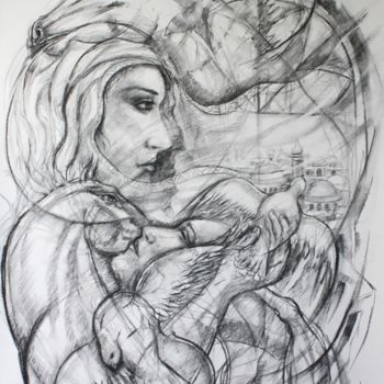 Desenho intitulada "Espoir de paix" por Marwanart, Obras de arte originais, Lápis