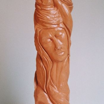 Sculptuur getiteld "Melancolie-02" door Marwanart, Origineel Kunstwerk, Klei