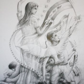 图画 标题为“Révolte pour la paix” 由Marwanart, 原创艺术品, 铅笔