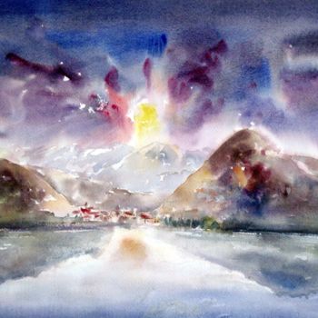 Painting titled "Lumière" by Marwanart, Original Artwork, Watercolor