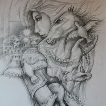 Drawing titled "Nostalgie" by Marwanart, Original Artwork, Graphite