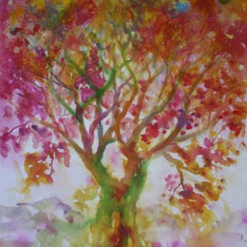 Painting titled "Arbre 02" by Marwanart, Original Artwork, Ink