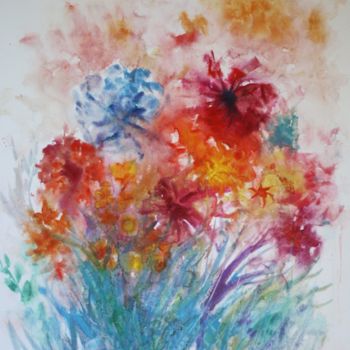 Peinture intitulée "Expression florale" par Marwanart, Œuvre d'art originale, Encre