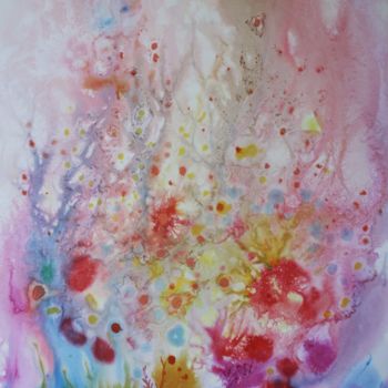 Painting titled "Expression florale…" by Marwanart, Original Artwork, Ink