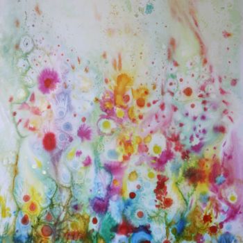 Peinture intitulée "Etude florale libre…" par Marwanart, Œuvre d'art originale, Encre