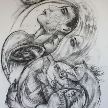 Desenho intitulada "L'espoir" por Marwanart, Obras de arte originais, Carvão
