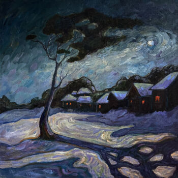Painting titled "Endless Night" by Mary Black, Original Artwork, Oil