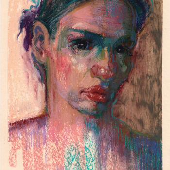 Tekening getiteld "Self portrait" door Mary Black, Origineel Kunstwerk, Pastel