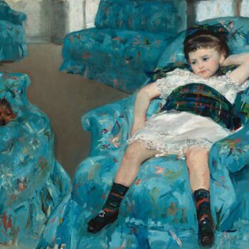 Peinture intitulée "Little Girl in a Bl…" par Mary Cassatt, Œuvre d'art originale, Huile