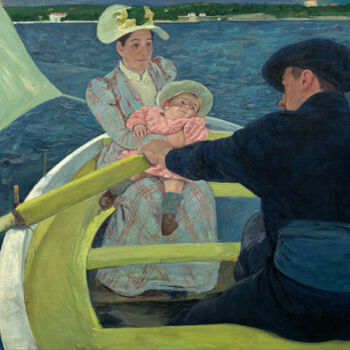 Peinture intitulée "La fête du bateau" par Mary Cassatt, Œuvre d'art originale, Huile