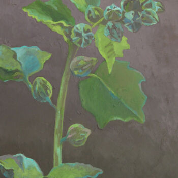 Painting titled "Hollyhock I" by Mary Downe, Original Artwork