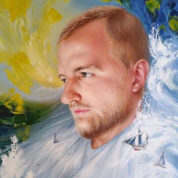 Картина под названием ""Портрет моряка"" - Mary Kory, Подлинное произведение искусства, Масло
