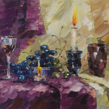 Картина под названием "" фиолетовый натюрм…" - Mary Kory, Подлинное произведение искусства, Масло