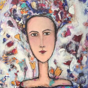 Ζωγραφική με τίτλο "Mindful" από Mary Larsson, Αυθεντικά έργα τέχνης, Ακρυλικό