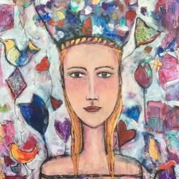 Malerei mit dem Titel "The Russian girl" von Mary Larsson, Original-Kunstwerk, Acryl