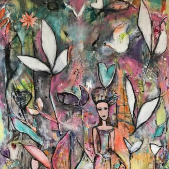 Malarstwo zatytułowany „Dans mon jardin” autorstwa Mary Larsson, Oryginalna praca
