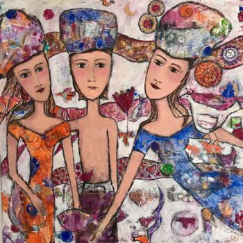 Painting titled "Friends" by Mary Larsson, Original Artwork, Acrylic