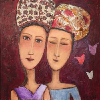 Peinture intitulée "Les soeurs" par Mary Larsson, Œuvre d'art originale