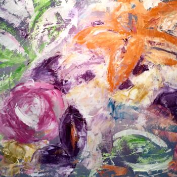 Painting titled "Loveflowers" by Mary Larsson, Original Artwork, Acrylic