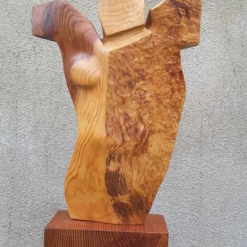 Sculptuur getiteld "Icare" door Maryvonne Lorgeré, Origineel Kunstwerk, Hout