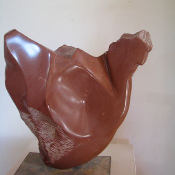 「Poule」というタイトルの彫刻 Maryvonne Lorgeréによって, オリジナルのアートワーク, ストーン