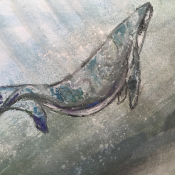 Painting titled "Whale" by Mary Field, Original Artwork, Watercolor