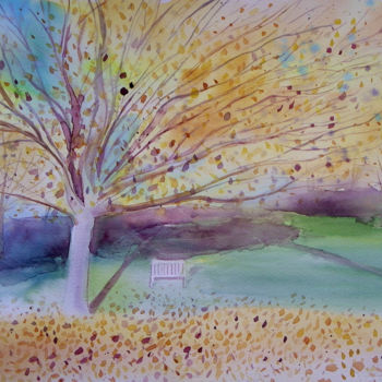 Malerei mit dem Titel "Autumn Blaze tree p…" von Mary Stubberfield, Original-Kunstwerk, Aquarell