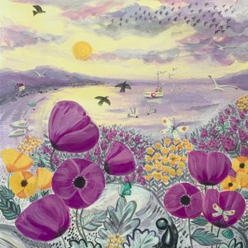 "Floral seascape pai…" başlıklı Tablo Mary Stubberfield tarafından, Orijinal sanat, Akrilik