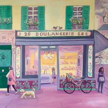 Malerei mit dem Titel "La boulangerie 28" von Mary Stubberfield, Original-Kunstwerk, Acryl