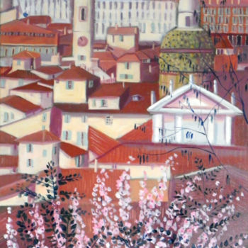 Картина под названием "Printemps en Nice" - Mary Stubberfield, Подлинное произведение искусства, Масло Установлен на Деревян…