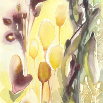 Картина под названием "Mai à l'extérieur" - Mary Wees, Подлинное произведение искусства, Акварель